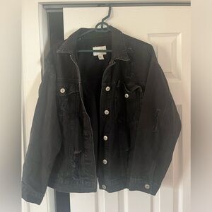 Forever 21 black denim ripped jacket
